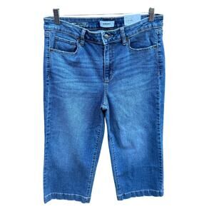 NWT New Sonoma Womens Size 12R High Rise Wide Leg Crop Denim Blue Jeans